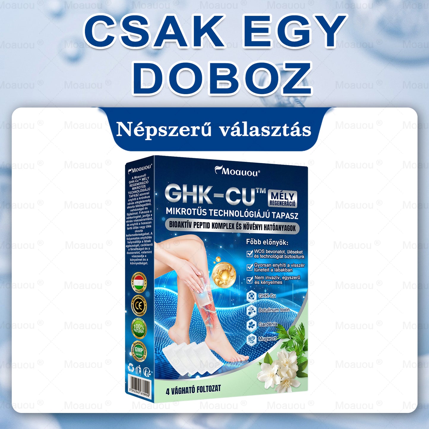 🇭🇺👨‍⚕️✅Moauou® GHK-Cu™ Mikrotűs Regeneráló Tapasz – ⚡kevesebb duzzanat, könnyebb lábak, kevésbé látható erek már 7–14 nap alatt